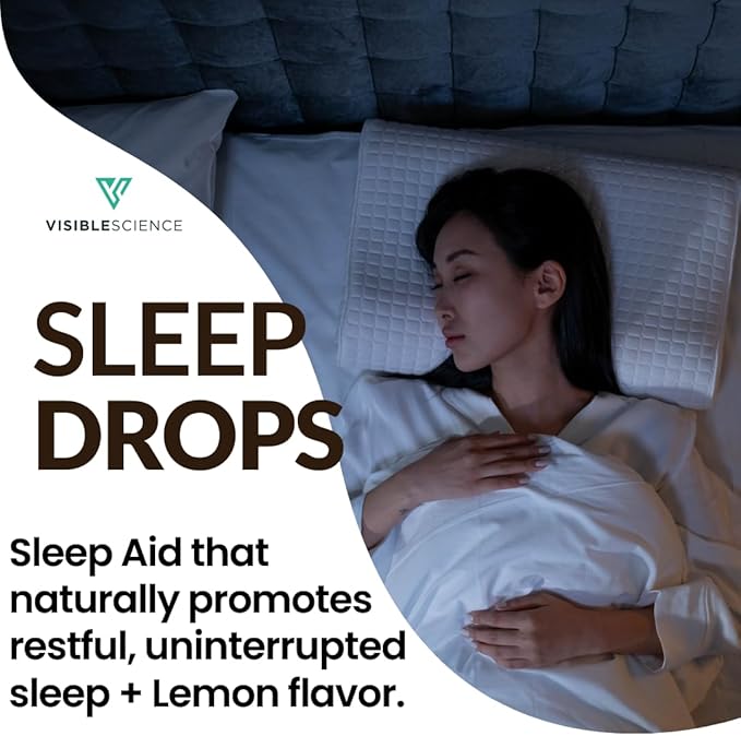 Sleep Drops – Lemon Flavor Liquid Sleep Aid with Melatonin L-Theanine Chamomile &amp Lemon Balm – Fast-Acting Alcohol-Free Natural Sleep Supplement – 2 fl oz (60 mL)