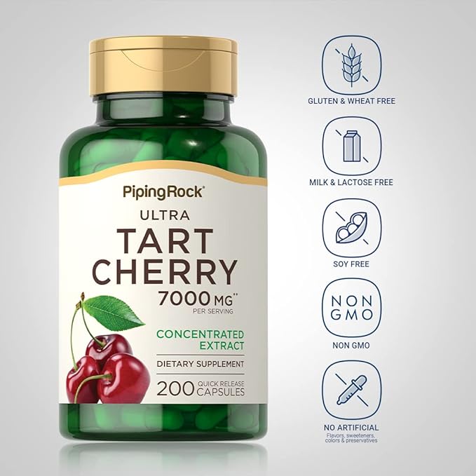 Piping Rock Tart Cherry Extract Capsules | 200 Pills | Ultra Strength | Non-GMO Gluten Free Supplement