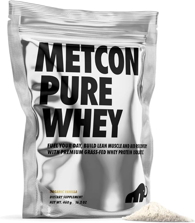 MetCon Whey Protein Isolate - Premium Grass-Fed Whey Protein Isolate Powder with 5 All-Natural Ingredients No Fillers Organic Vanilla Flavor (460g)