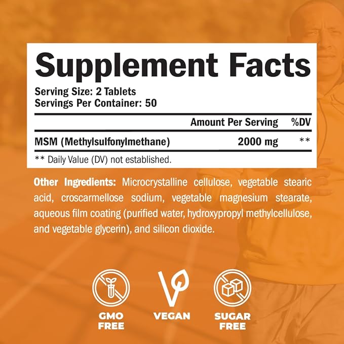 Glucosamine Chondroitin MSM Joint Support Supplement &amp High Potency MSM Supplement (2000mg per Serving) for Cartilage &amp Joint Health