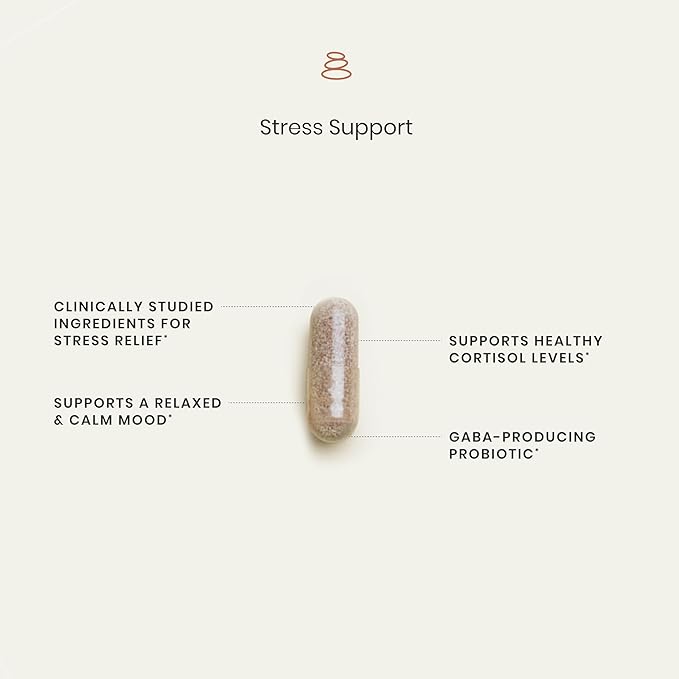 Perelel Stress Support Supplement with Ashwagandha Saffron Holy Basil and Probiotic Plant Based Formula for Relaxation and Wellness Support Gluten Free Non GMO 30 Capsules