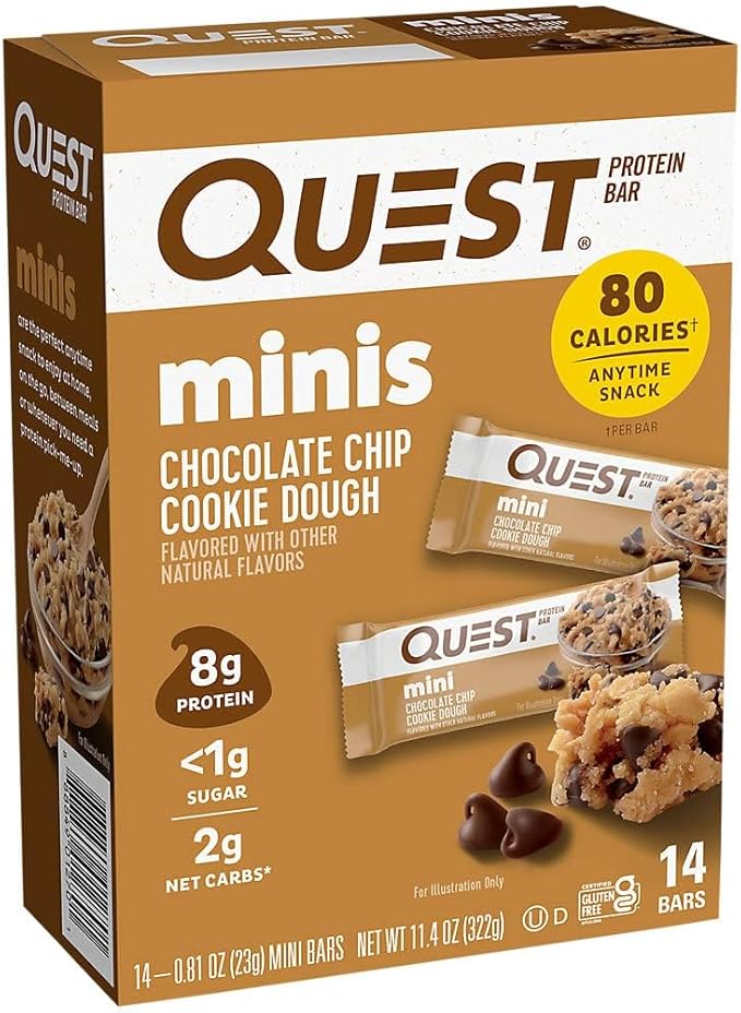 Quest Nutrition Mini Chocolate Chip Cookie Dough Protein Bars High Protein Low Carb &amp Lemon Cake Protein Bars High Protein Low Carb Gluten Free Keto Friendly