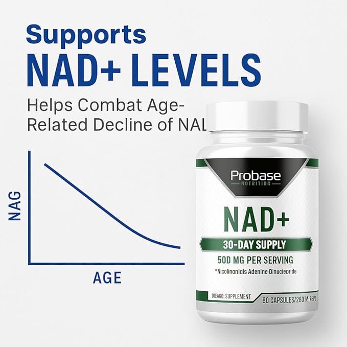Probase Nutrition NAD Supplement 500mg High Potency 30 Day Supply NAD Maximizer Similar to Nicotinamide Riboside Vegan Non GMO Third Party Tested