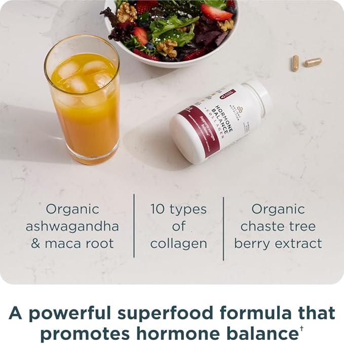 Ancient Nutrition Hormone Balance + Collagen Supplement Hydrolyzed Collagen Peptides Key Clinically Validated Ingredient to Support Balanced Hormones and Boost Energy 60 Capsules