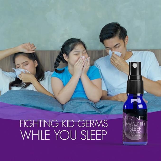 EZ Nite Sleep Immunity Spray with Melatonin Elderberry Extract and L-Theanine | Natural Defense Formula Non-Habit Forming | Non-GMO Gluten-Free | 30-Night Supply