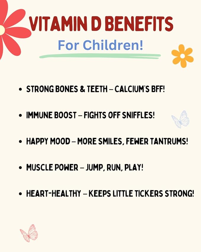Vitamin D3 Gummies for Kids 2+ – Clean Ingredient Strawberry Gummies Vegan &amp Non-GMO Low Glycemic Vitamin D Supplement for Immune &amp Bone Support 30 Count