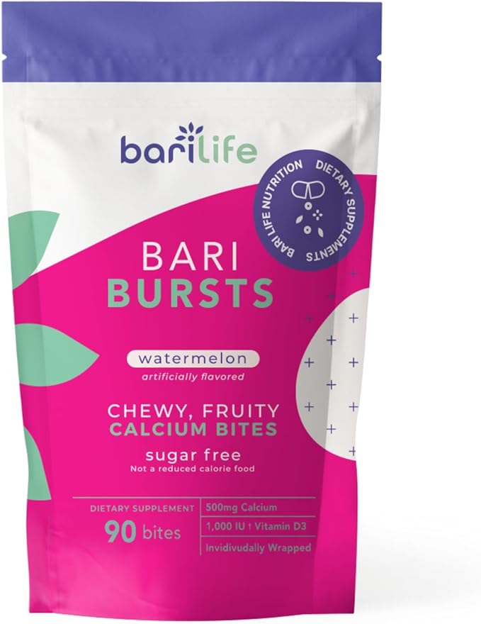 Bari Life Just One Chewable: Once Daily Bariatric Multivitamin + Iron and and BariBurst Calcium Citrate Soft Chews for Gastric Bypass Gastric Sleeve and Duodenal Switch (Watermelon)
