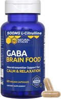GABA Brain Food - GABA Supplement with L-Citrulline &amp Grape Seed Extract - Supports Calm &amp Relaxation - Nighttime Sleep Aid - Supports Production of Gamma Aminobutyric Acid - 60 L-Citrulline C