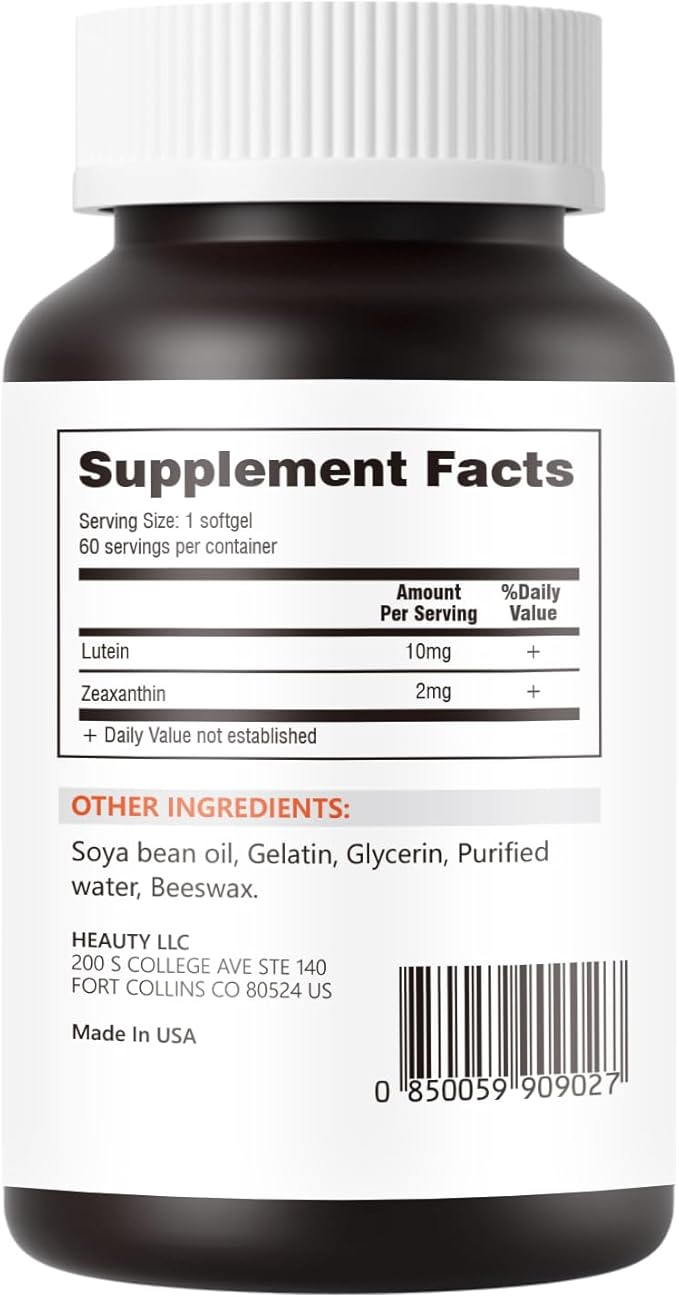 Lutein and Zeaxanthin Vitamin Dietary Fiber Supplement - Non-GMO and Gluten-Free - 60 Tablets
