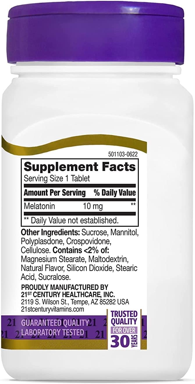 21st Century Melatonin Quick Dissolve Tablets Cherry 10 mg 120 Count (pack of 4)