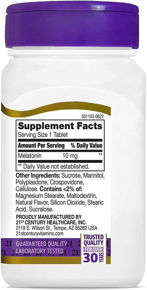 21st Century Melatonin Quick Dissolve Tablets Cherry 10 mg 120 Count (pack of 4)