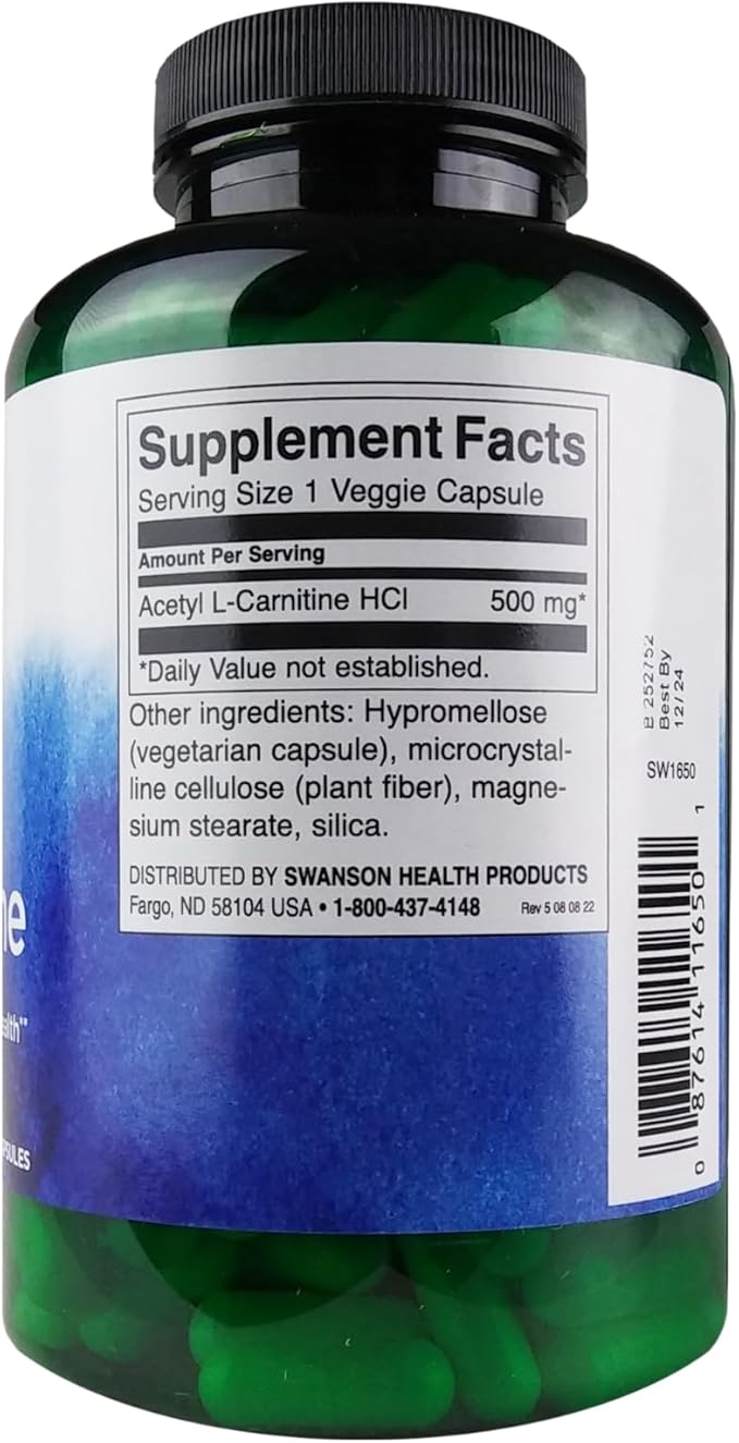 Swanson Acetyl L-CARNITINE 500MG 240 Veg Cap