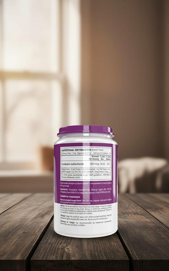 Vitamin B6 Pyridoxine -120 Veg. Capsules.