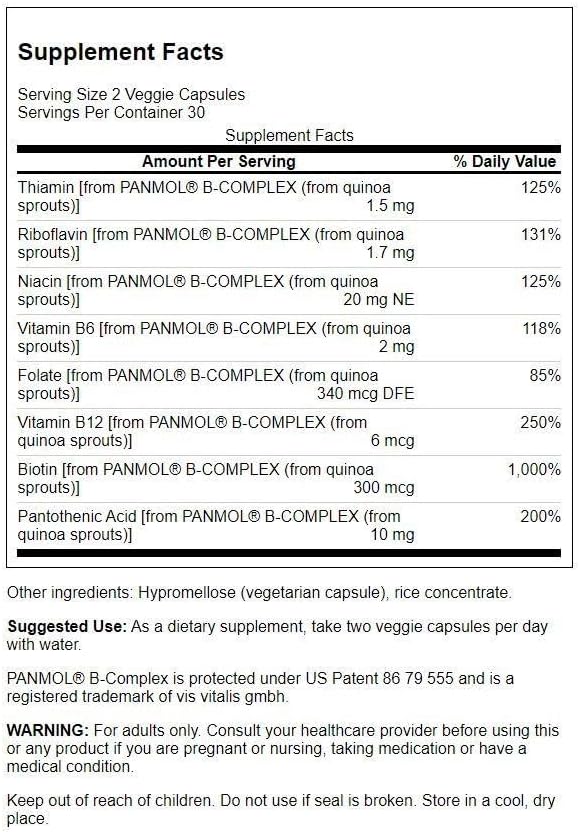 Swanson Real Food Vitamin B-Complex 60 Veg Capsules