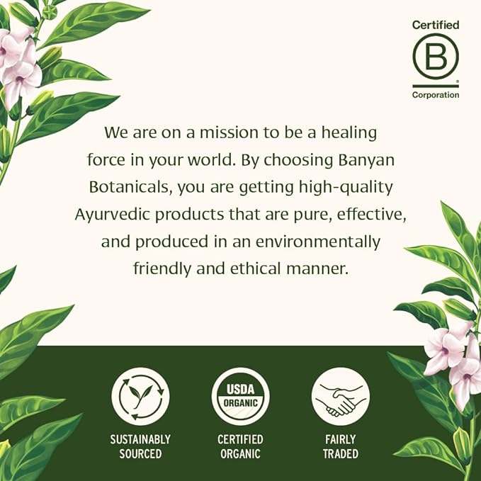 Banyan Botanicals Organic Healthy Vata –Grounding &amp Stability Supplement–with Ashwagandha Shatavari &amp Mucuna–Natural Support for Restful Sleep Dryness &amp Scattered Thoughts-90 Tablets-USD