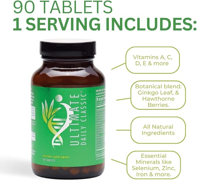 Youngevity Ultimate Daily Classic™ Tablets - Complete Vitamins Minerals Amino Acids &amp Botanicals - Multivitamin for Women and Men - 90 Tablets