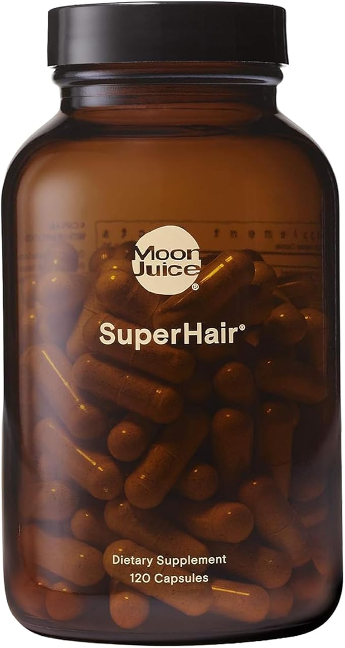 Moon Juice SuperHair Hair Growth Vitamins for Women &amp Men with Biotin &amp Saw Palmetto - Clinical Strength Multivitamin Hair Supplement for Healthier Stronger Thicker Hair 120 Capsules - 30 S