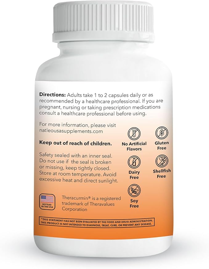 Theracurmin Turmeric Curcumin Supplement 60 Count High Absorption Turmeric &amp Curcumin -Joint Support Supplement - 42.6X More Bioavailablity