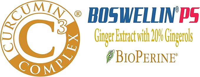 Joint Immune Support Supplement Patented Blend Turmeric Curcumin C3 Complex with Black Pepper Boswellia PS Extract &amp Ginger Fast-Acting 20 minutes 8-Hour Sustained Release 120 Caplets - Sanje