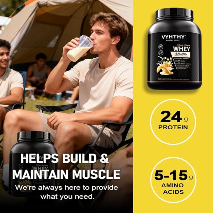 Banana Flavored Whey Protein Powder24g Protein per Serving Fast-Absorbing Concentrated whey Protein Low Sugar Gluten-Free Natural Flavor 3.5lbs(56oz)
