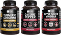 PURE ORIGINAL INGREDIENTS Cayenne Pepper Turmeric Curcumin Apple Cider Vinegar Bundle (365 Capsules)