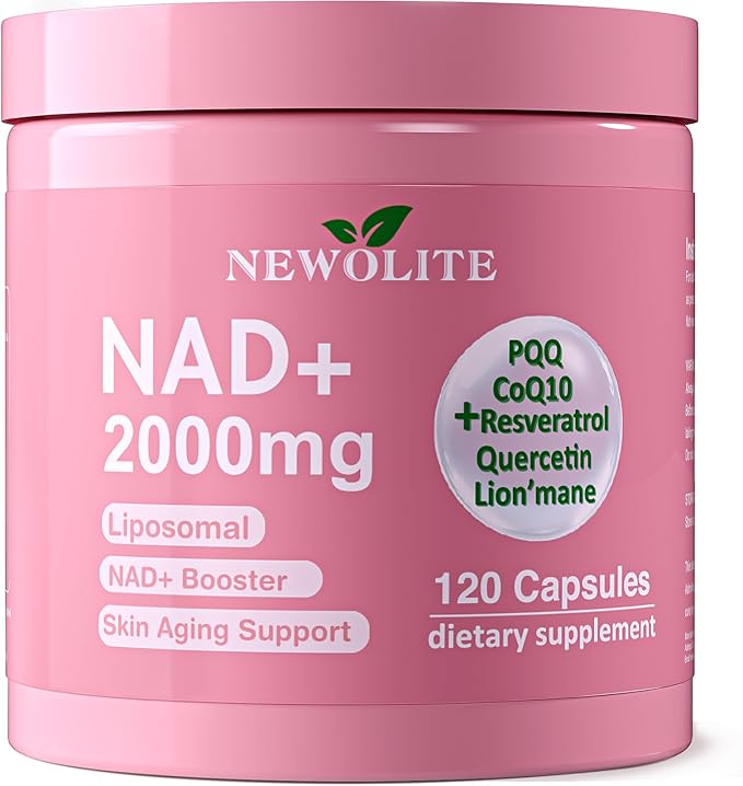 NAD+ Supplement Capsules 120 Count Bottle | 2-Capsule ServingNAD+ Resveratrol CoQ10 PQQ Quercetine Lion’s Mane &amp Black Pepper Extract (NoneB)