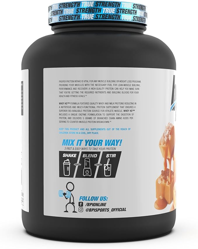 BPI Sports Whey HD Ultra Premium Protein Powder Salted Caramel 4.1 Pound