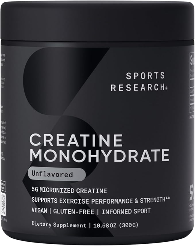 Sports Research Creatine Monohydrate (10.58 oz) and Dutch Chocolate Whey Protein (2 lbs) The Dynamic Duo for Lean Muscle Building Improved Performance and Strength &amp Workout Recovery