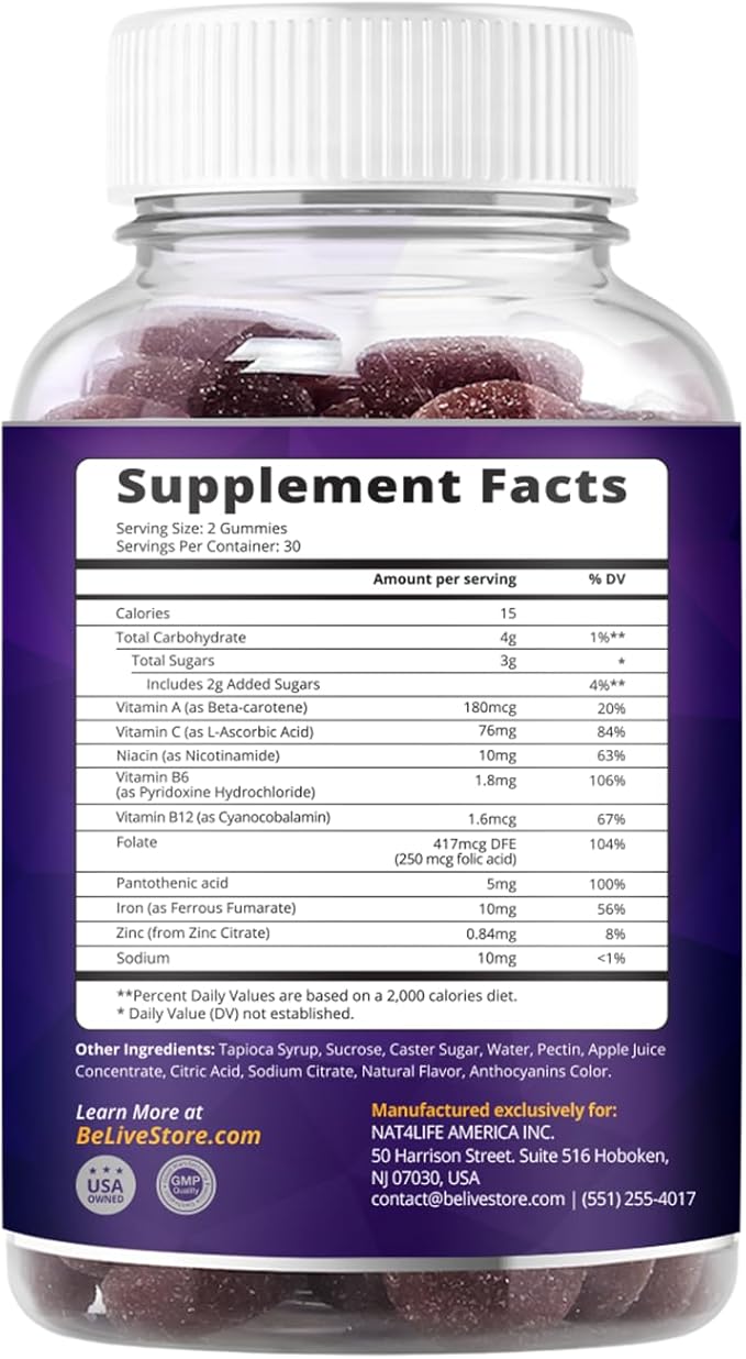 BeLive Iron and Vitamins D3 B12 Bundle for Energy Blood Oxygen Inmune Support and Enhanced Bone and &amp Muscle Strength