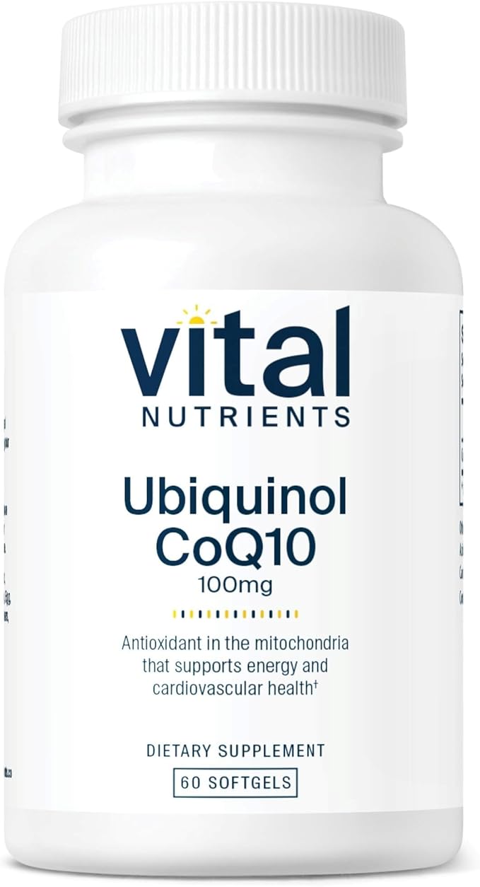 Vital Nutrients Ubiquinol CoQ10 100mg - Activated Form of Coenzyme Q10 - Potent Antioxidant to Support Cardiovascular and Brain Health* - Gluten and Dairy Free - 60 Vegetarian Softgels