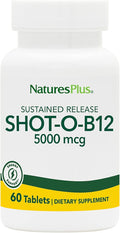 NaturesPlus Shot-O-B12 5000 mcg - 60 Sustained Release Tablets - Supports Energy Production - Vegetarian Gluten Free - 60 Servings
