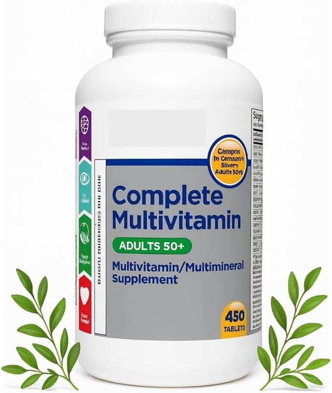 Mature Adult 50+ Daily Multivitamin Bundle – Complete Multivitamin &amp Multimineral Supplement for Adults Over 50 Supports Brain Heart Eye &amp Immune Health Iron Free 450 Tablets