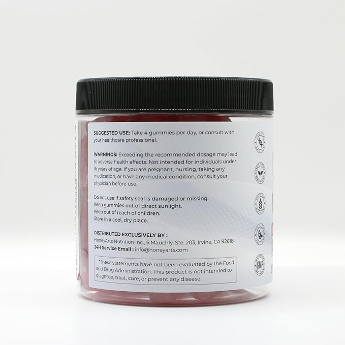 HoneyArts Creatine Monohydrate Gummies - 5000mg Creatine Natural Strawberry Flavor 120 Count - Vegan Sugar-Free Boosts Performance &amp Recovery