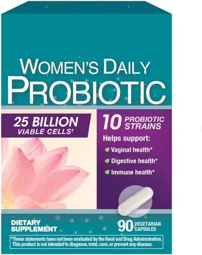 Women's Daily Probiotic 25 Billion Viable Cells 90 Vegetarian Capsules 10 Probiotic Strains Supports Vaginal Digestive Immune Health Sold by TD