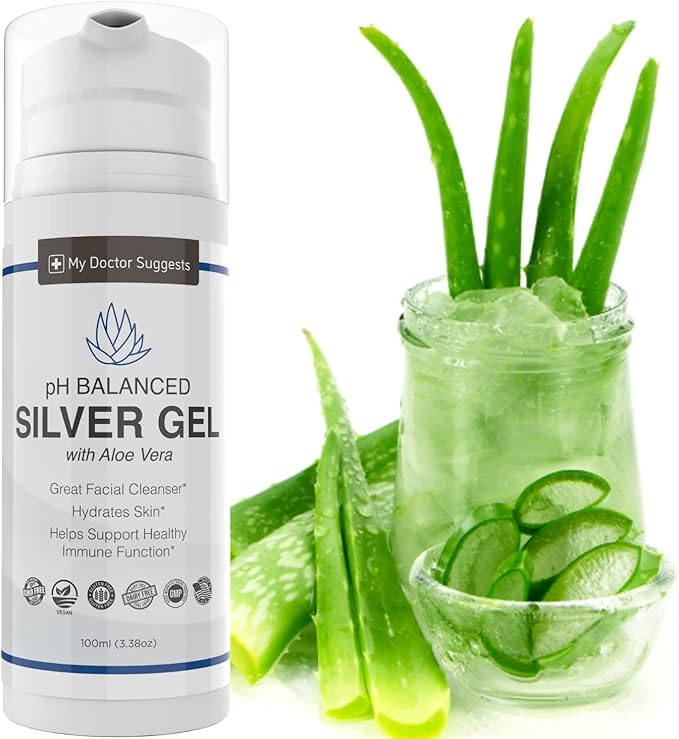 Extra Strength Colloidal Silver Gel 30ppm with Aloe Vera - pH Balanced Structured Silver - Triple Strength Soothe &amp Relieve - Easy Pump Bottle 3.38Oz (4 Pack)