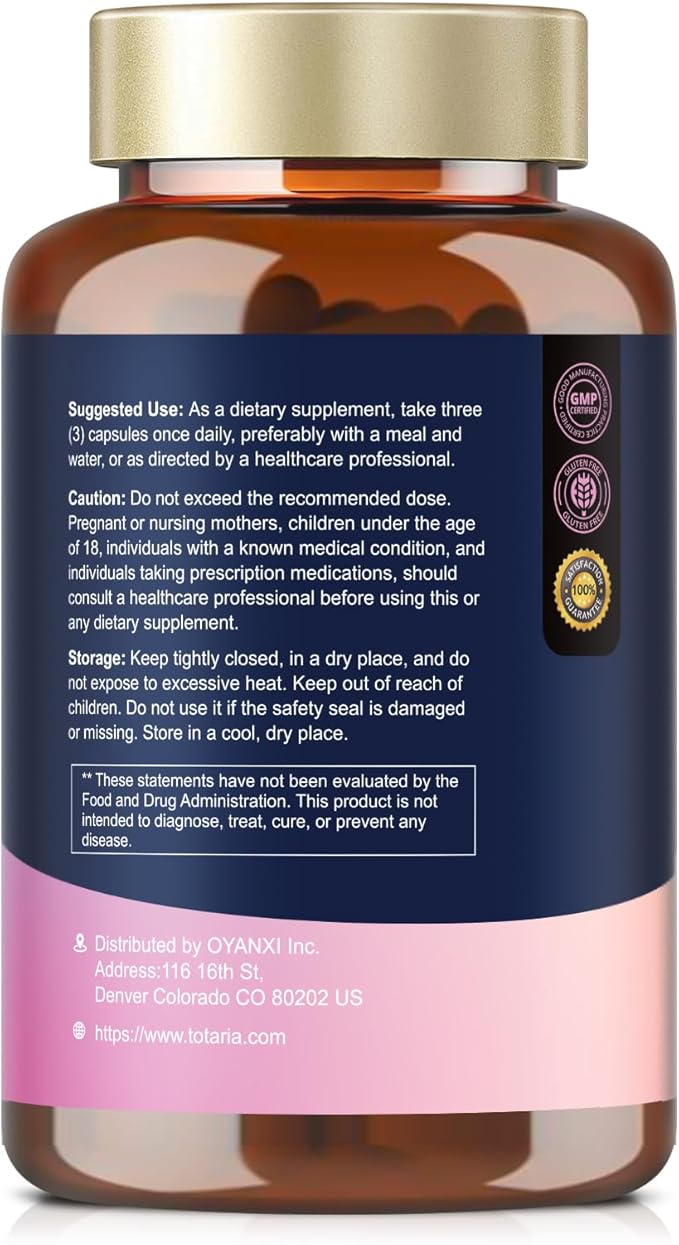 Totaria Inositol Supplement for Women with Vitamin D3 Folate 40:1 Ratio Myo-Inositol &amp D-Chiro Inositol Complex (Vitamin B8) Inositol Capsules Pack of 2