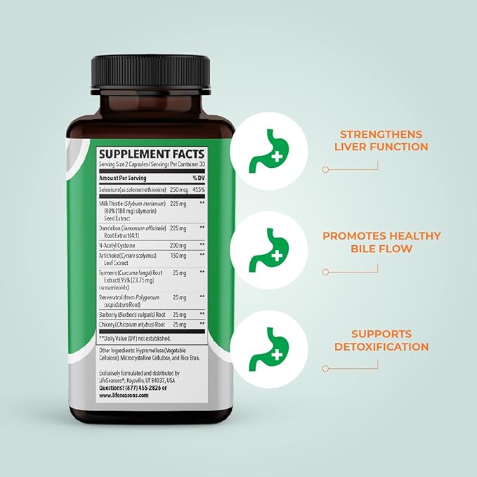 LifeSeasons Puri-T with N-Acetyl Cysteine Boost - Supports Liver &amp Lung Detoxification - 120 Capsules
