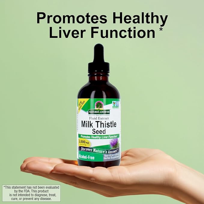 Nature's Answer Milk Thistle Extract - Alcohol Free Non GMO Liver Support Supplement for Everyone - Liver Detox Made in USA (4 Ounce)