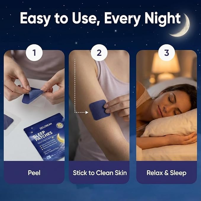 Drowzen Sleep Patches Delorean Sleep Patches for Adults Herbal Melatonin &amp Valerian Night Patches Sleeping Stickers for Relaxation &amp Nighttime Rest 30 Patches (2PCS)