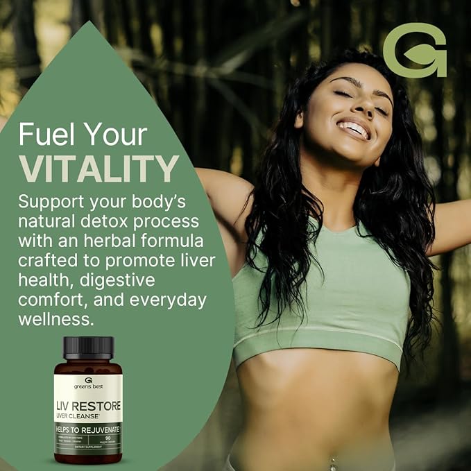 GREEN'S BEST Liver Support Supplement – Liver Detox &amp Repair with Milk Thistle Dandelion &amp Turmeric – Promotes Liver Health &amp Cleansing – Herbal Formula for Fatty Liver &amp Digestion –