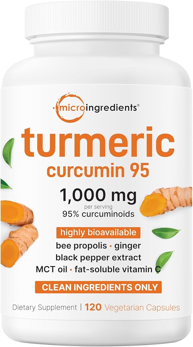 Micro Ingredients Pure Turmeric Curcumin Supplement 1000mg – 95% Curcuminoids with Black Pepper &amp Ginger – High Absorption for Joint &amp Antioxidant Support* – Filler Free 120 Veggie Capsules