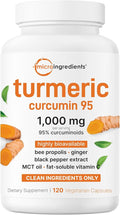 Micro Ingredients Pure Turmeric Curcumin Supplement 1000mg – 95% Curcuminoids with Black Pepper &amp Ginger – High Absorption for Joint &amp Antioxidant Support* – Filler Free 120 Veggie Capsules