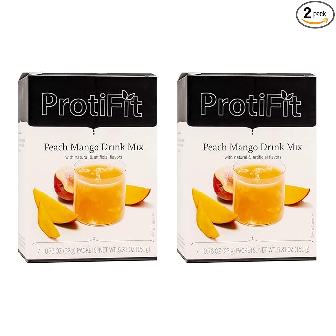 PROTIFIT - High Protein Peach Mango Fruit Drink 2 Pack 15g Protein Low Calorie Sugar Free Ideal Protein Compatible 7 Servings Per Box (2 Pack)