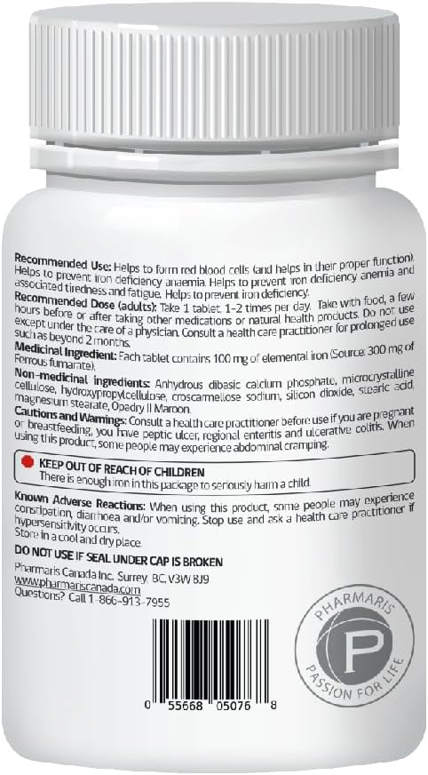 Ferofit - Ferrous Fumarate 300mg (100mg Elemental Iron) Prevents Anemia Due to Deficiency Iron Supplement for Women &amp Men 500 Tablets