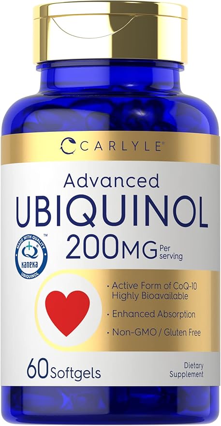 Carlyle Ubiquinol 200mg | 60 Softgels | High Absorption | Active Form of CoQ10 | Non-GMO Gluten Free Supplement