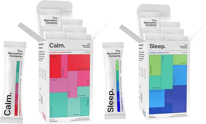 Calm Drink Mix - Supports Cortisol Regulation and Mood - Watermelon Lemonade &amp Sleep Aid Powder - Free Natural Supplement to Reduce Stress and Improve Sleep Quality Chamomile Lemonade Flavor 14 St