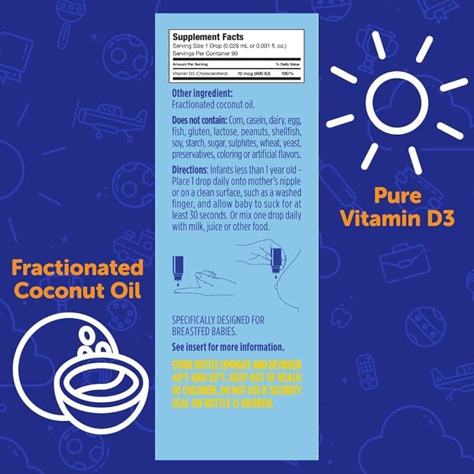 Ddrops Liquid Vitamin D Baby Drops 400 Iu Each 90 Drops (Pack of 8)