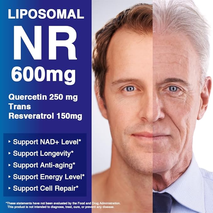 LOVITA Liposomal NR (Nicotinamide Riboside) 1000 mg with Quercetin &amp Trans-Resveratrol Support Cellular Health and Healthy Aging 100 Vegan Enteric-Coated Capsules