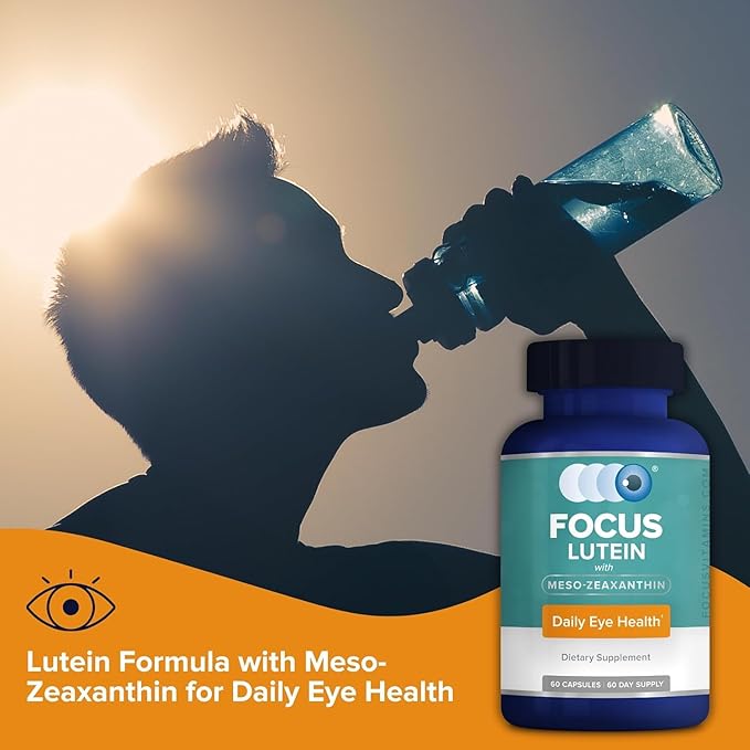 Focus Lutein for Eyes with Meso-Zeaxanthin Eye Vitamin Supplement 120 Count 120 Day Supply Daily Vision Support for Digital Screens Bright Lights Sunlight Vegan and Sugar-Free Made in USA