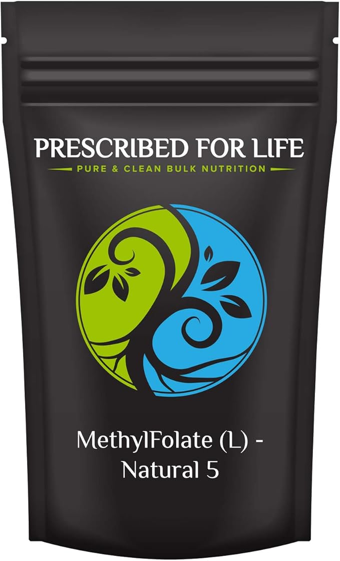 Prescribed For Life Methyl Folate Powder | Bioavailable Folic Acid to Support Brain Health | Pure Powdered Vitamin B9 Folate Supplement for Women &amp Men (1 oz / 28 g)